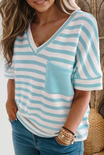 Soft Horizons Blue Stripe V Neck Shirt