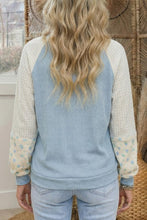 Kind of Perfect Blue Textured Knit Floral Top