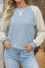 Kind of Perfect Blue Textured Knit Floral Top