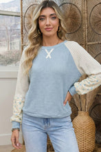 Kind of Perfect Blue Textured Knit Floral Top
