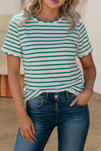 Looking Back Green Scalloped Trim Shirt
