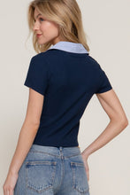 Little Lovely Navy Contrast Knit Polo