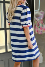 Summer Freedom Stripe Puff Sleeve Dress