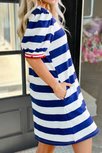 Summer Freedom Stripe Puff Sleeve Dress