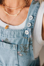 Painted Petals Floral Print Denim Shortalls