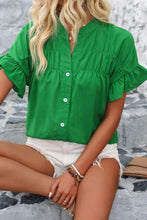Making Plans Ruffle Ruched Shirt