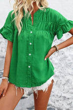 Making Plans Ruffle Ruched Shirt