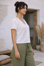 Sweet Escape Eyelet Button Top