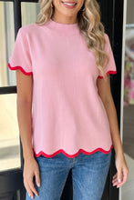 Love This Life Wavy Trim Short Sleeve Sweater