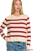 Instant Classic Burgundy Lightweight Striped Sweater