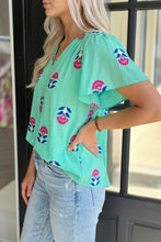 Bold Blooms Floral Flutter Sleeve Blouse