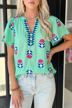Bold Blooms Floral Flutter Sleeve Blouse