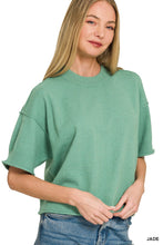 First Pick Jade Exposed Seam Crop Sweater