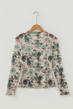 Floral Beauty Green Floral Mesh Top