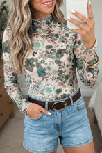 Floral Beauty Green Floral Mesh Top