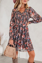 Fall For It Smocked Floral Long Sleeve Dress