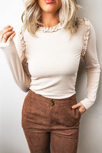 Good To Go Beige Frill Neck Top