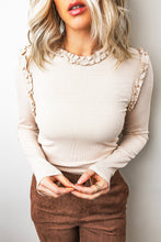 Good To Go Beige Frill Neck Top