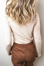 Good To Go Beige Frill Neck Top