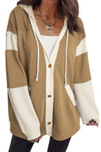 No Holding Back Color Block Patchwork Button Hoodie