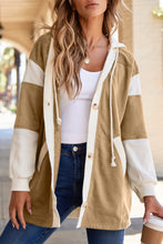 No Holding Back Color Block Patchwork Button Hoodie