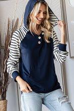 True to You Navy Stripe Contrast Hoodie