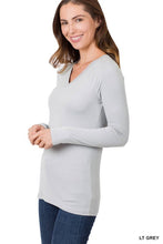 It's Your Chance Lt Gray Brushed Microfiber Long Sleeve V-Neck