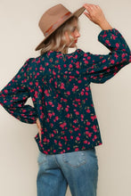 A Quiet Bloom Teal Floral Blouse