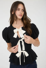 No One Else Black Front Bow Puffer Top