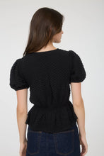 No One Else Black Front Bow Puffer Top