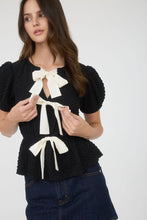No One Else Black Front Bow Puffer Top
