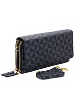 Black Triangle Checkered Front Flap Crossbody Bag