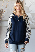 True to You Navy Stripe Contrast Hoodie