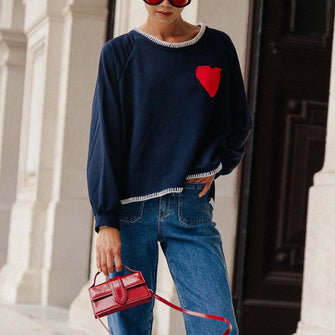 Heart Sweatshirt-Navy