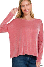 Your Best Day - Red Ribbed Drop Shoulder Long Sleeve Top