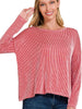 Your Best Day - Red Ribbed Drop Shoulder Long Sleeve Top