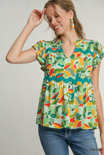 Paradise Found Green Abstract Print Top