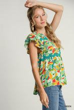 Paradise Found Green Abstract Print Top