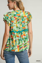 Paradise Found Green Abstract Print Top