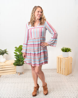 Easy to Love - Boho Tiered Striped Dress