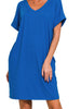 Makes Me Happy Blue V-Neck Dress