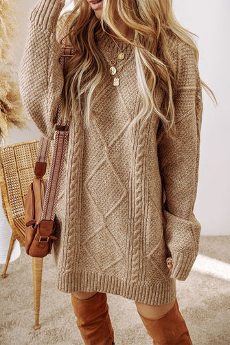 Cooper Cableknit Dress-Beige