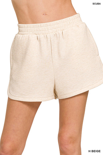Sun's Out Heather Beige Scuba Shorts