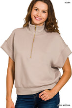 Believe Me Ash Mocha Scuba Neck Half Zip Pullover