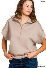 Believe Me Ash Mocha Scuba Neck Half Zip Pullover