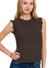 Treat Yourself Black Ruffle Trim Tank
