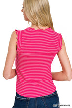 Treat Yourself Hot Pink Ruffle Trim Tank