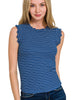 Treat Yourself Navy Ruffle Trim Tank