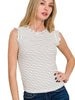Treat Yourself White Ruffle Trim Tank