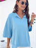 Blue Summer Polo Neck Knitted Shirt